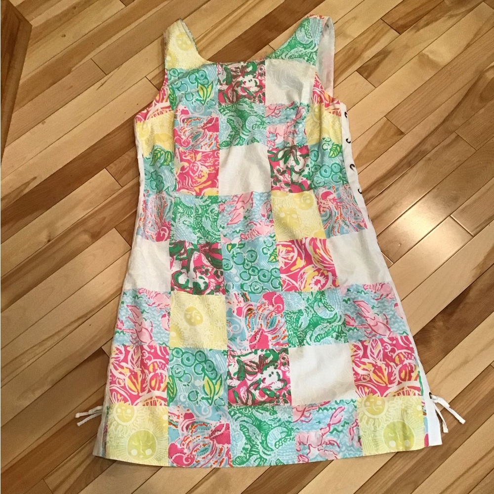 Lilly Pulitzer Patch Print Delia Shift dress- Pink, Green, Yellow, White